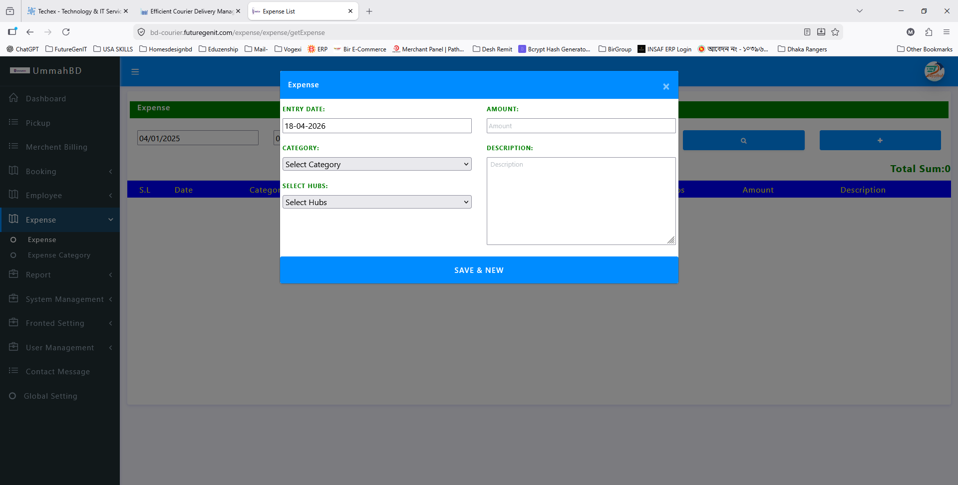 Expense form