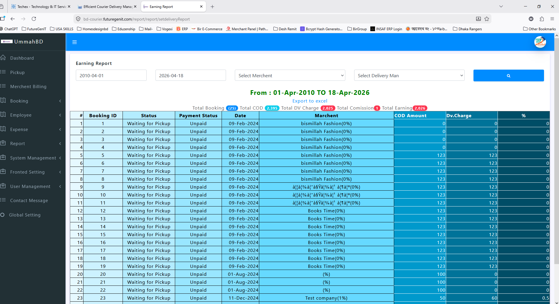Earning report
