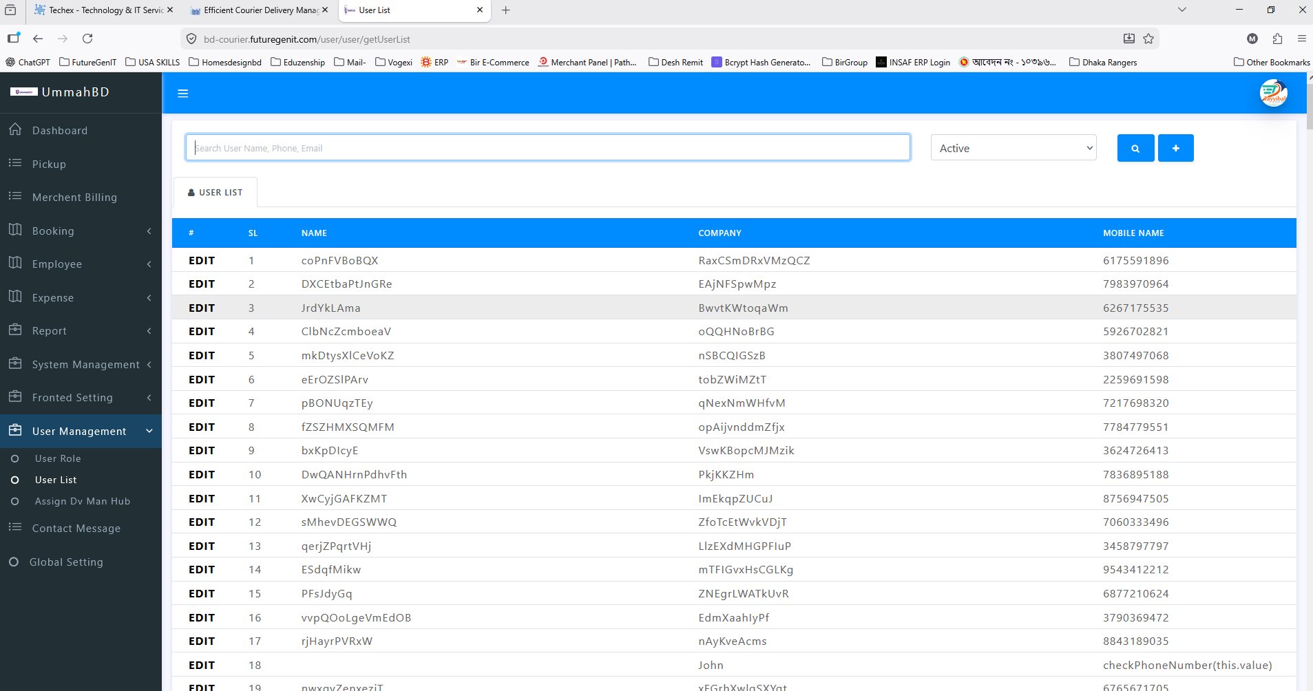 User list