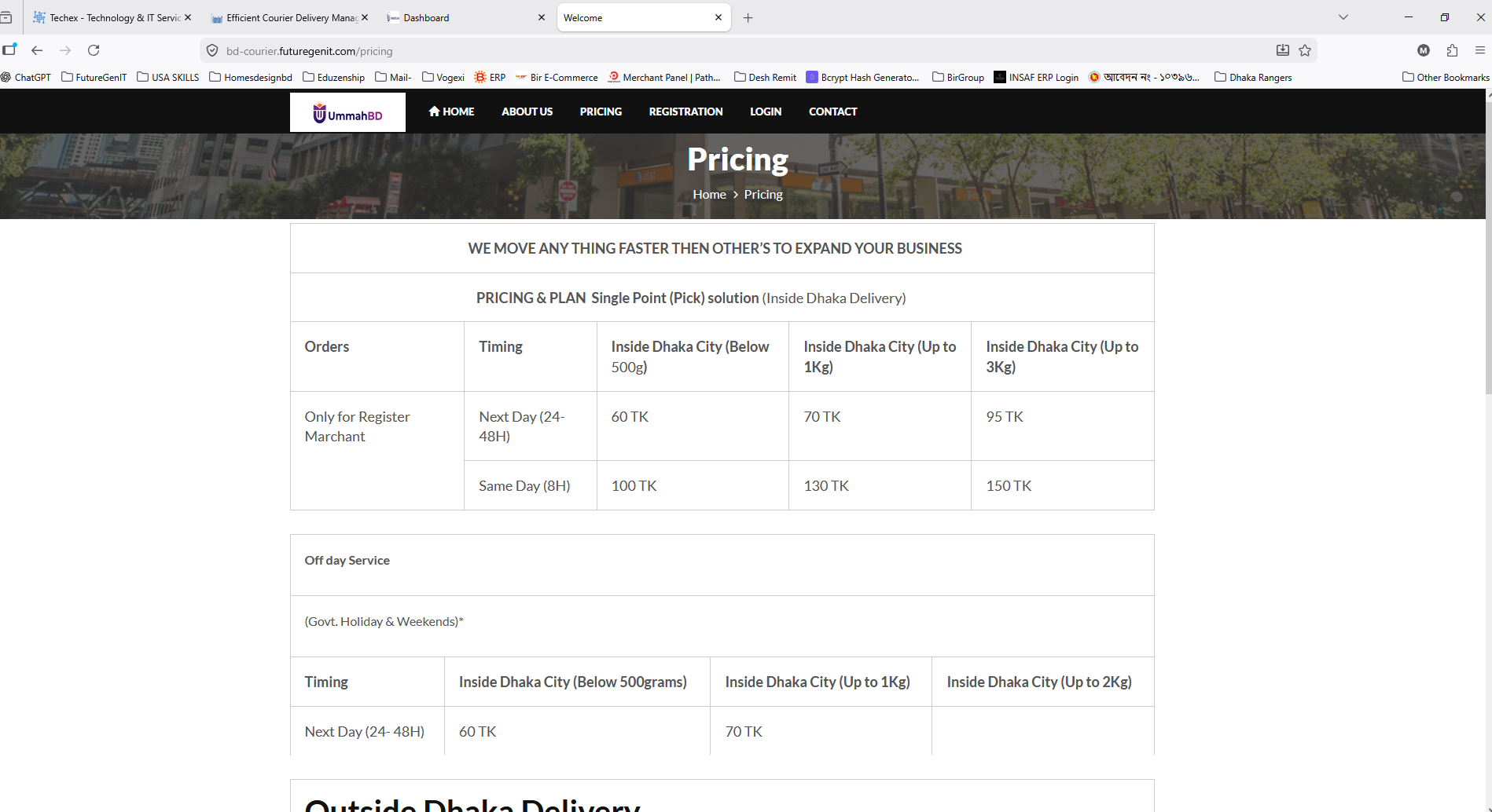 Pricing page