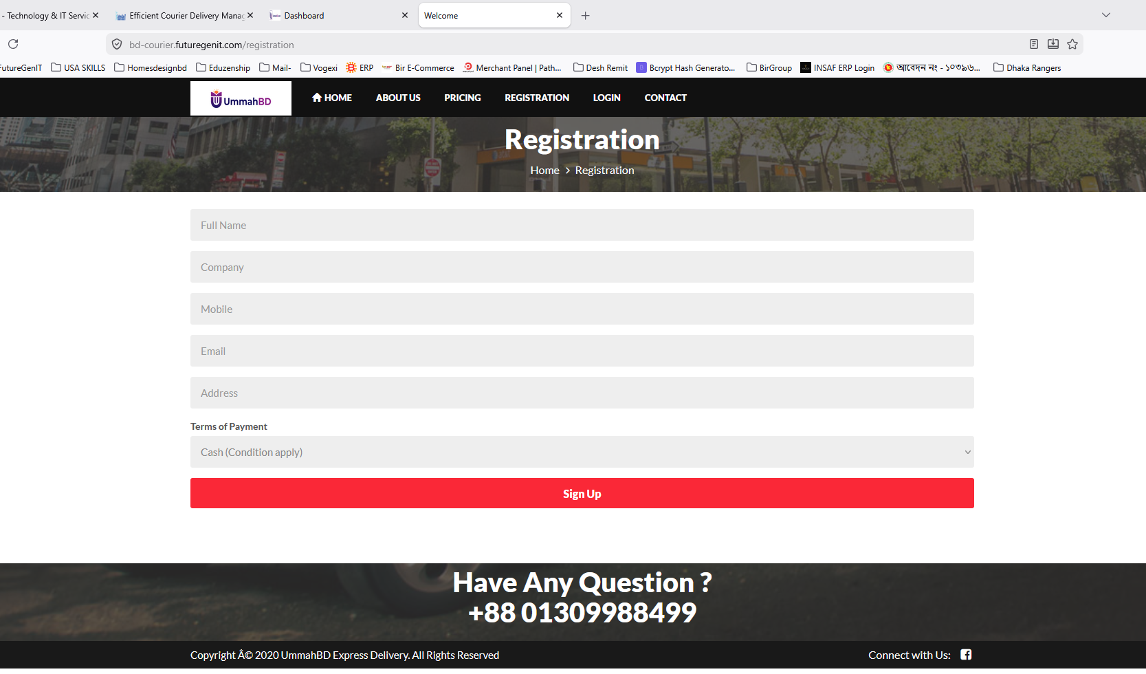 Registration form