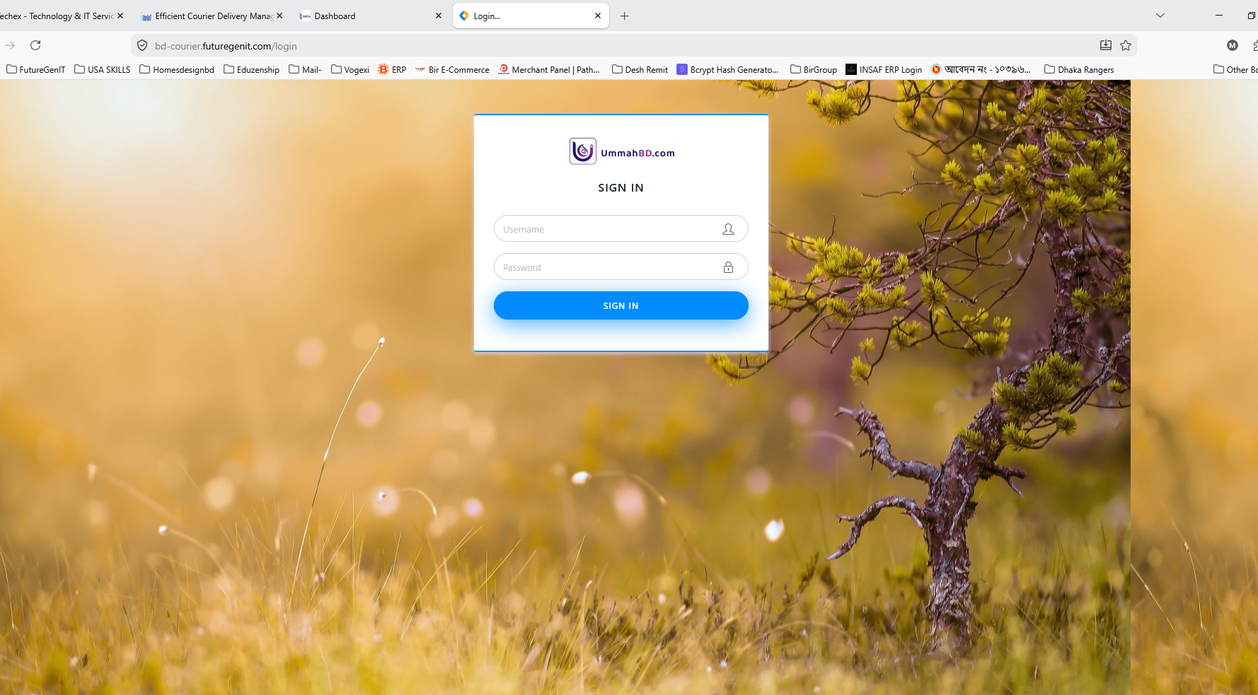 Login page