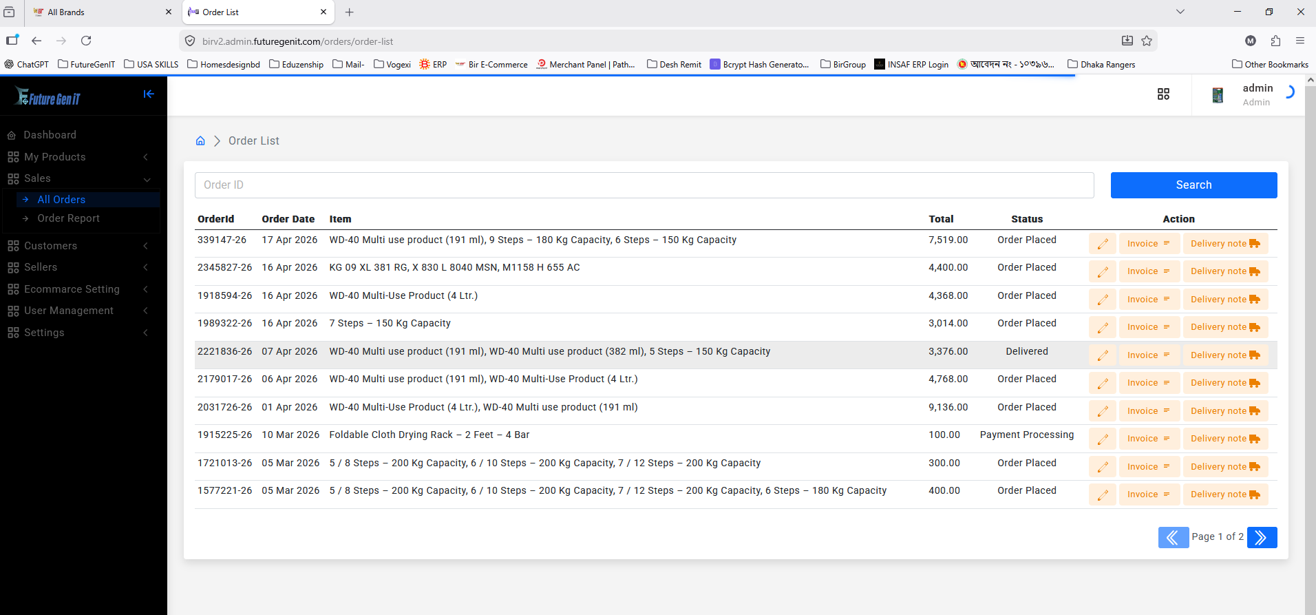 Order List