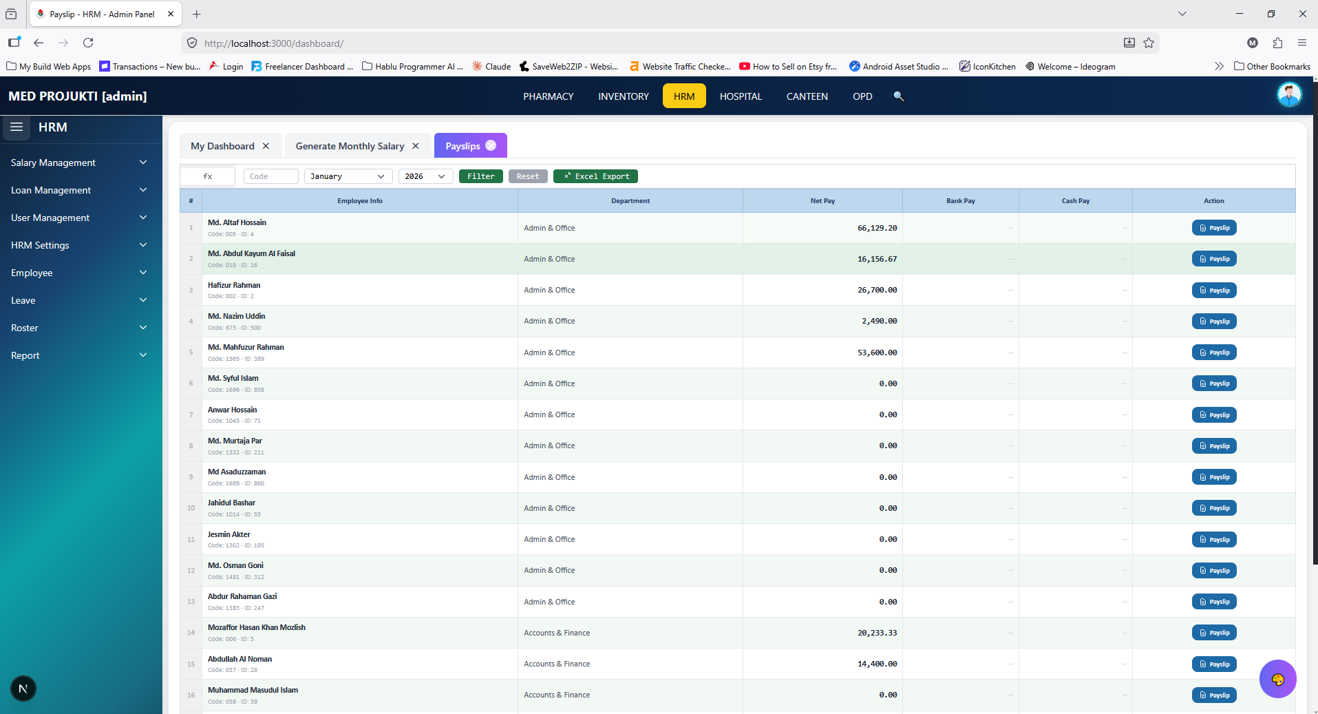 Payslip List