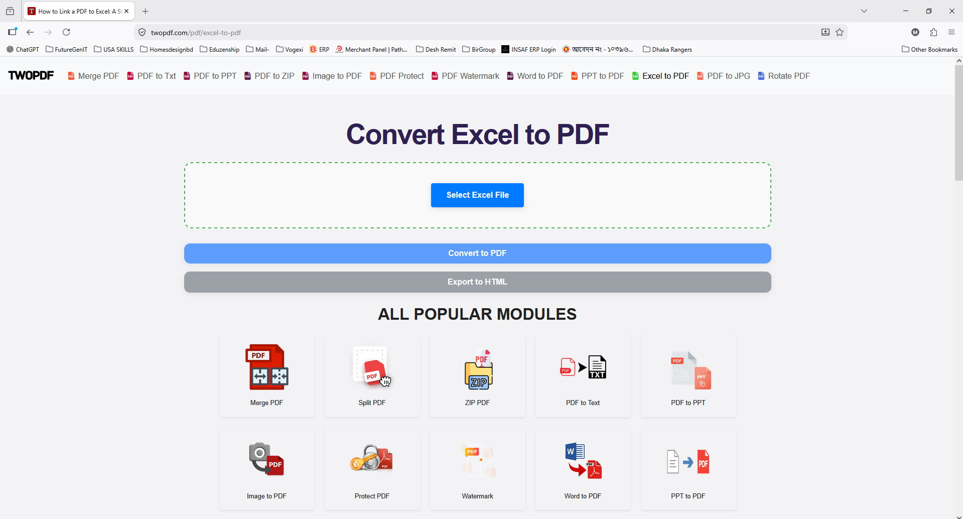 Excel to PDF screenshot