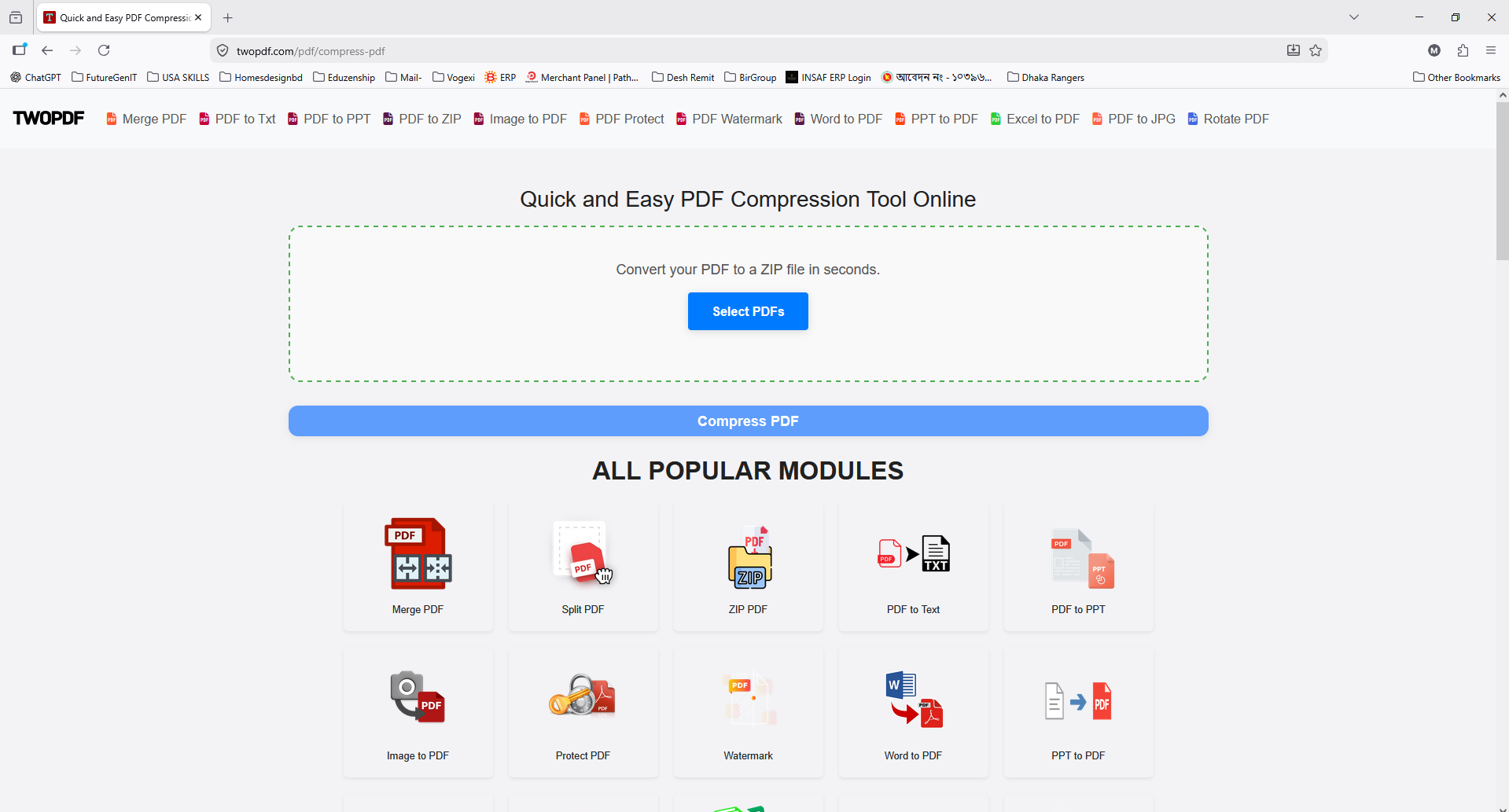 Compress PDF screenshot