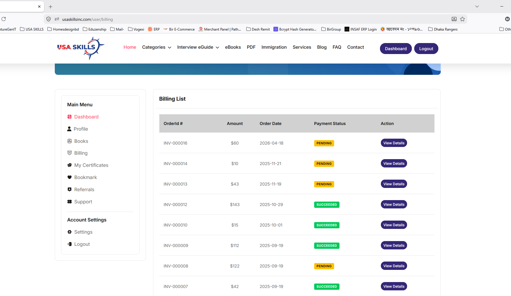Billing History