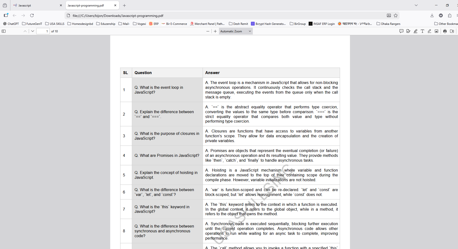 Downloaded Q&A PDF